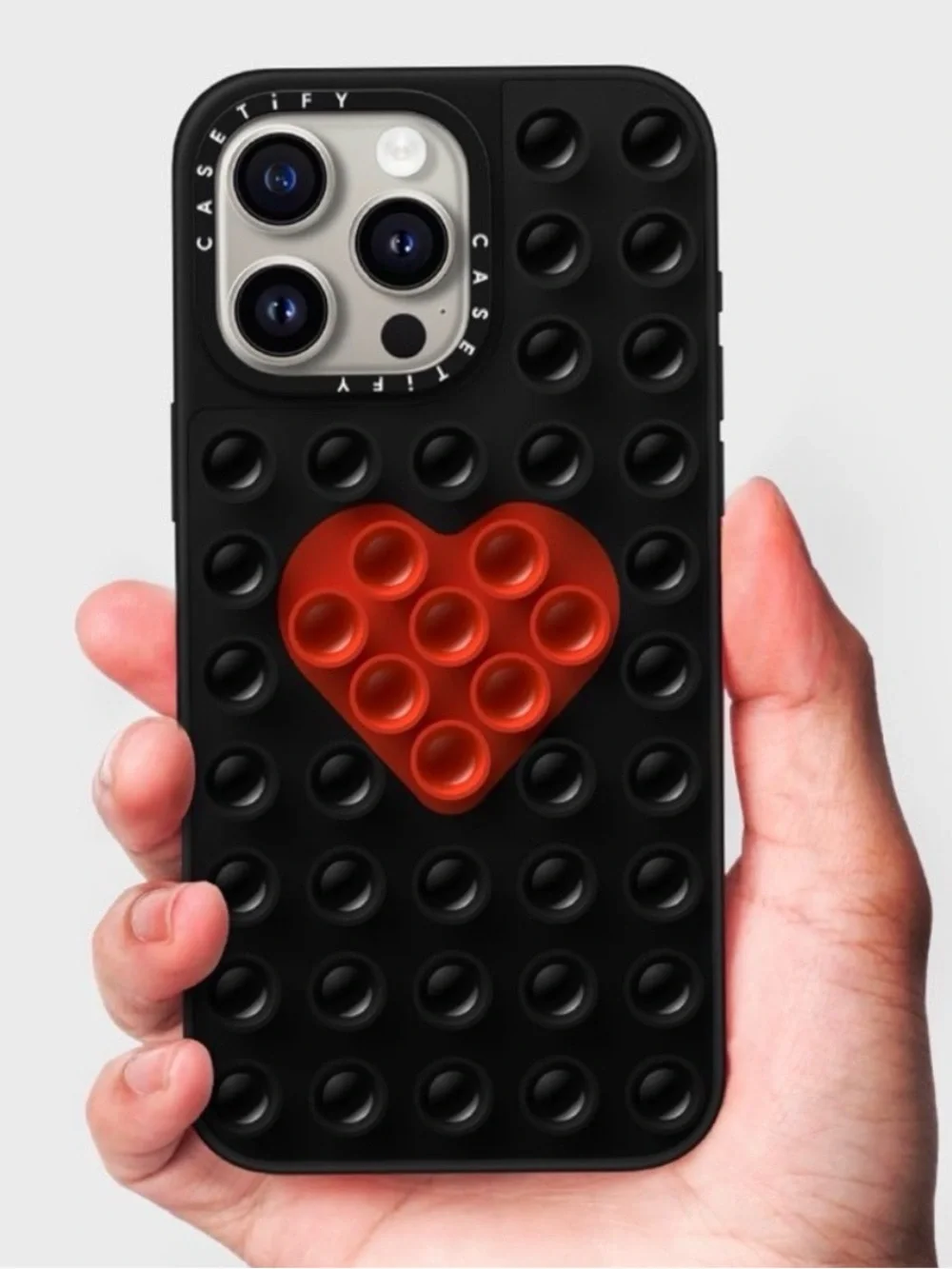 Casetify Black Phone Case with Red Heart Pop-It Design NOT OPENED NEW!